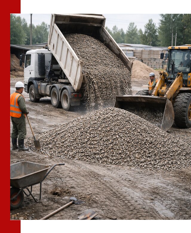 Мытый гравий с доставкой в Саранске от карьера до участка