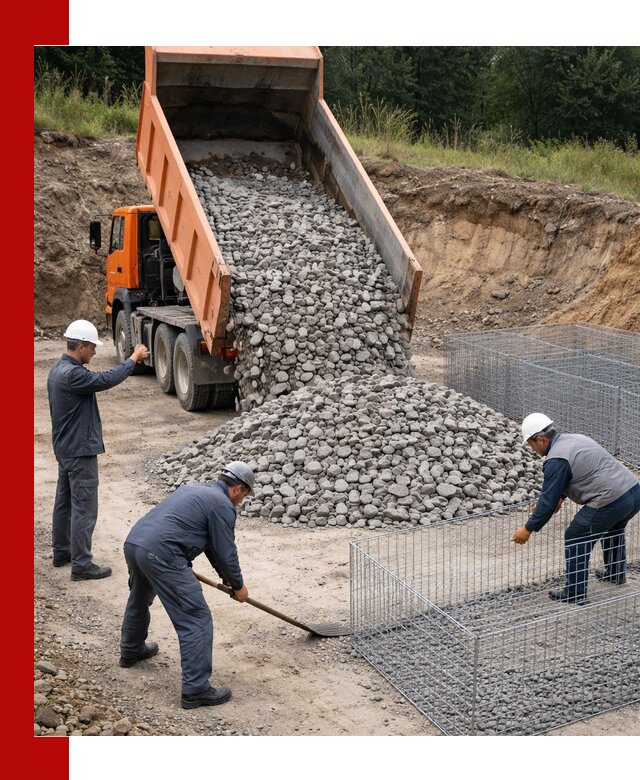 Камень для габионов с доставкой в Саранске быстро и надёжно