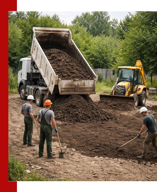 Доставка и укладка грунта для выравнивания участка в Саранске