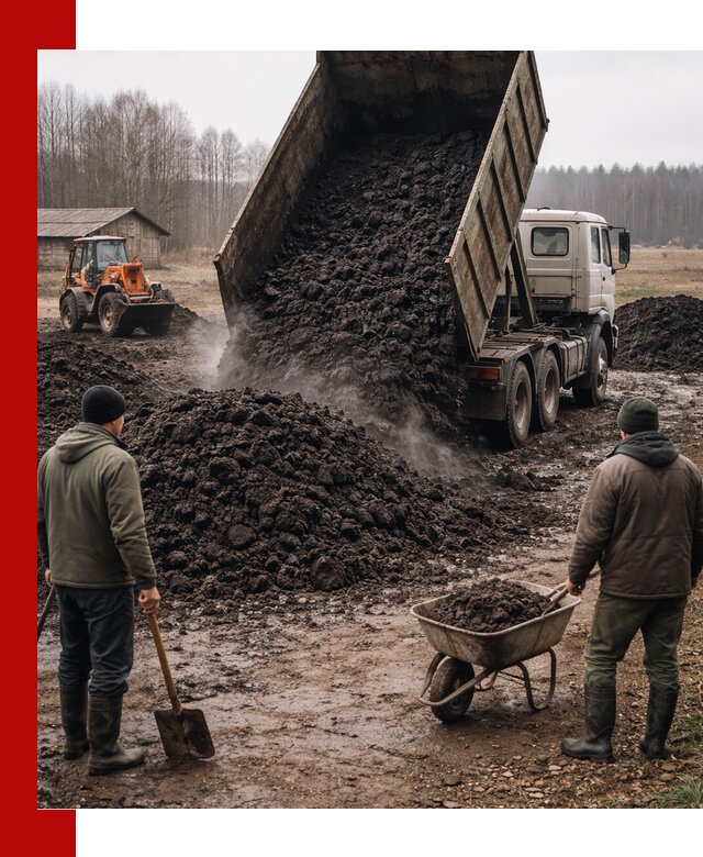 Доставка низинного торфа с разгрузкой и доставкой в Саранске