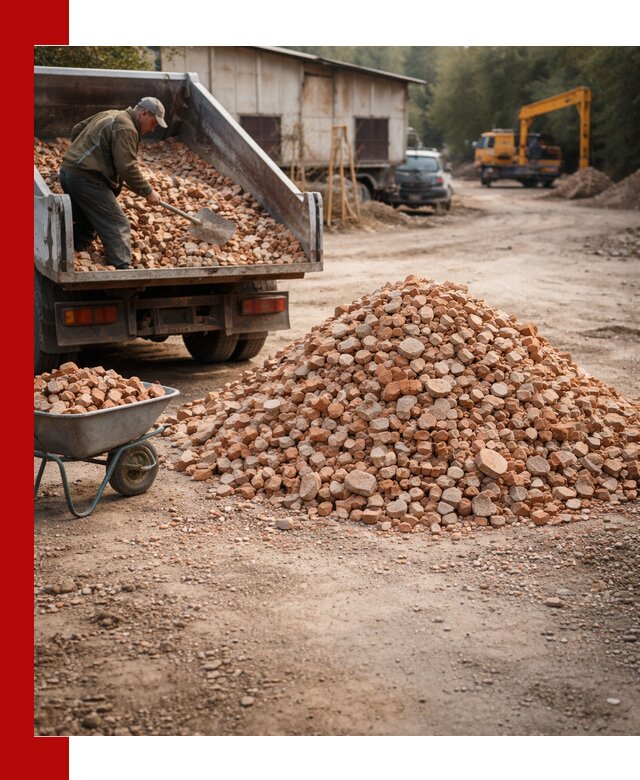 Доставка и подушка из боя кирпича с разгрузкой в Саранске