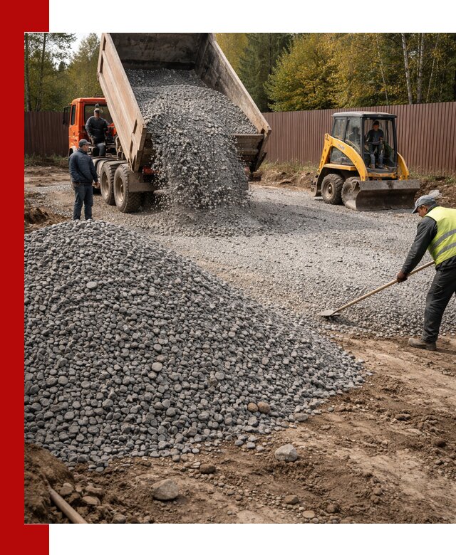 Отсыпка участка щебнем с доставкой и уплотнением в Саранске